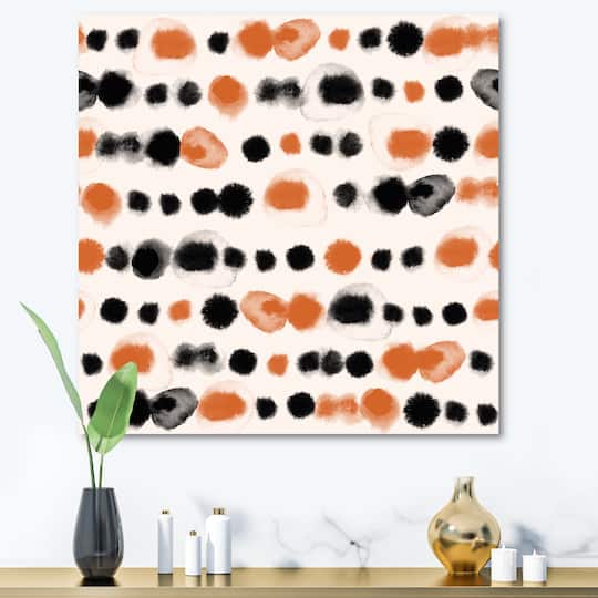 Designart - Black and Orange Polka Dots
